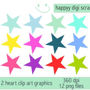 12x Stern Clipart - Instant Download - ausdruckbare Sterne - Stern Clip Art png - transparenter Hintergrund - kommerzielle Nutzung erlaubt