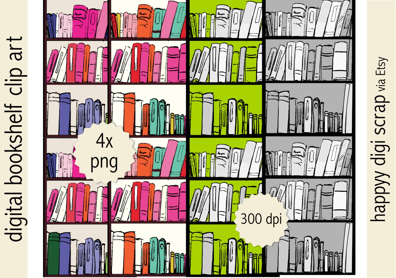 Digital Bookshelf Clip Art Instant Download Bookshelves Etsy Digital Bookshelf Clip Art Instant Download Bookshelves Etsy