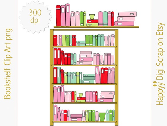 Digital Bookshelf Clipart Instant Download Bookshelf Png Etsy