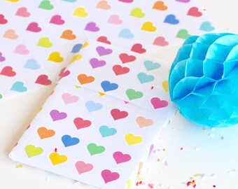 heart themed pattern paper - instant download - digital wrap deco paper - printable - rainbow colors hearts - colorful hearts - lovely heart