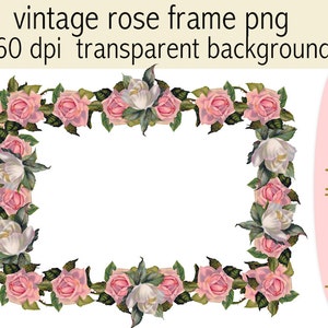 numérique rose cadre clip art téléchargement immédiat cadre rose vintage scrapbooking fichier haute résolution utilisation commerciale autorisée image 2