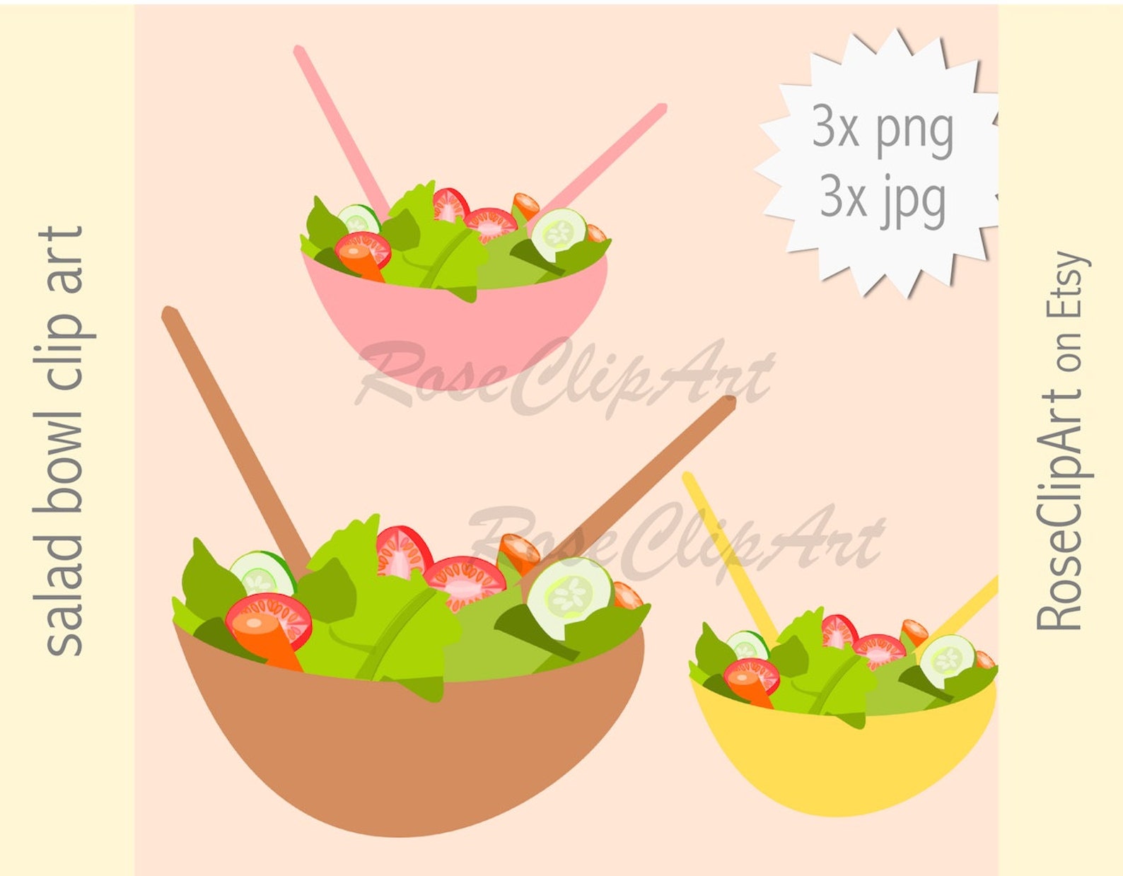 Salad Clipart Instant Download Digital Green Salad Clip - Etsy