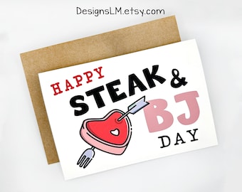 PRINTED Happy Steak & BJ Day  5x7 Greeting Card