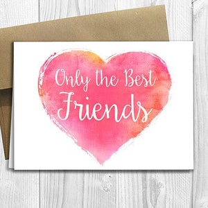 PRINTED CUSTOM Only the Best Friends Get Promoted to Auntie Pregnancy Announcement 5x7 Greeting Card - Watercolor Heart