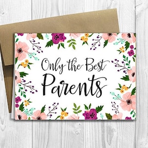 PRINTED CUSTOM Only the Best Parents Get Promoted to Grandparents Pregnancy Announcement 5x7 Greeting Card - Watercolor Flowers