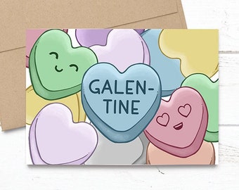 PRINTED Valentine Candy Hearts -  Galentine -  5x7 Greeting Card - Cute Fun Friendly Friendship Notecard