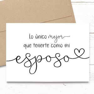 PRINTED - Lo unico mejor que tenerte como mi esposo - es que nuestro bebe te tenga como Papa -Spanish Pregnancy Announcement 5x7 Card