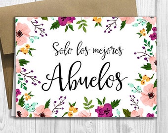 PRINTED Solo los mejores Abuelos Llegan a ser bisabuelos ¡Vamos a tener un bebé! - Spanish Version Pregnancy Announcement 5x7 Greeting Card
