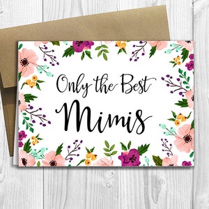 PRINTED CUSTOM Only the Best Mimis Get Promoted to Great Mimis Pregnancy Announcement 5x7 Greeting Card - Watercolor Flowers