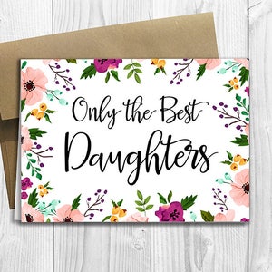 PRINTED CUSTOM Only the Best Daughters Get Promoted to Big Sisters - Pregnancy Announcement 5x7 Greeting Card - Expecting Watercolor Flowers