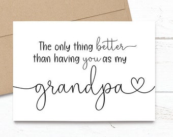 PRINTED The only thing better than having you as my Grandpa - is our baby having you for a Great Grandpa - Pregnancy Announcement 5x7 Card