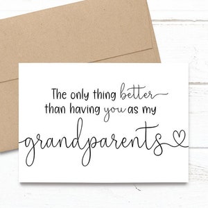 PRINTED The only thing better than having you as my grandparents is our baby having you for Great Grandparents Pregnancy 5x7 Card image 1