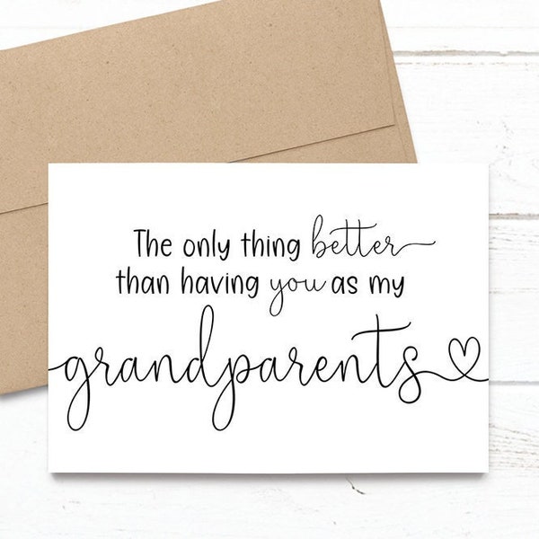 PRINTED The only thing better than having you as my grandparents - is our baby having you for Great Grandparents - Pregnancy 5x7 Card