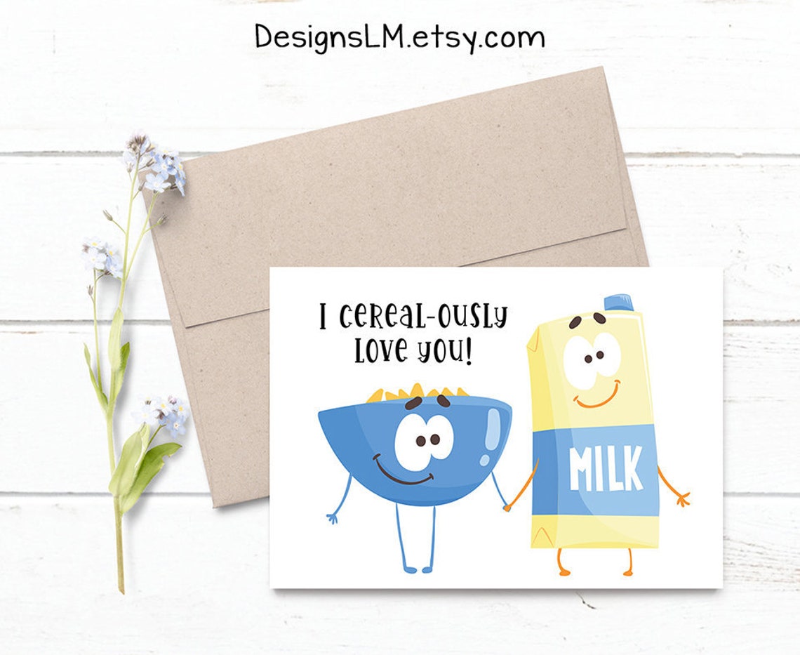 AmandaCreation Valentinstagskarte 'I Cereal-ously Love You' – 10,2x15,2 Cm, Mit Umschlag