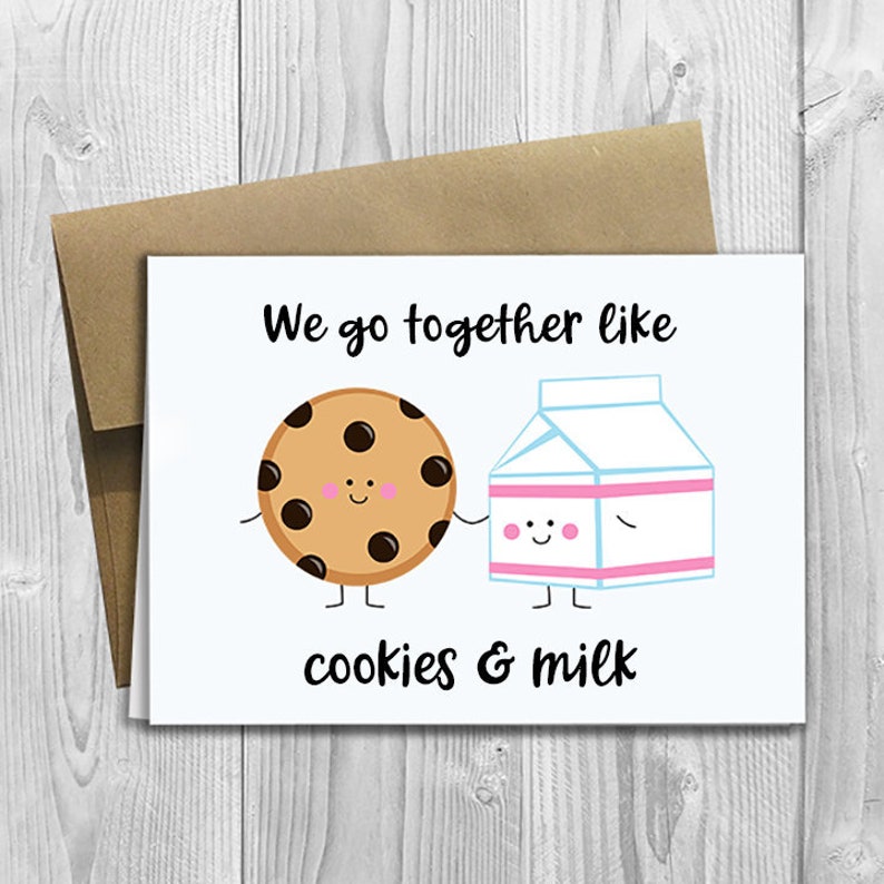 PRINTED We Go Together Like Cookies &amp; Milk 5x7 Greeting Card - Etsy