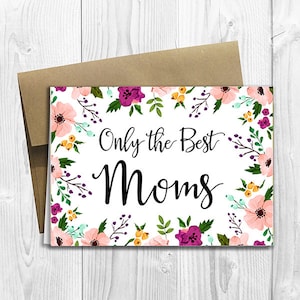 PRINTED CUSTOM Only the Best Moms Get Promoted to Grandma Pregnancy Announcement 5x7 Greeting Card - Cute Expecting Watercolor Flowers