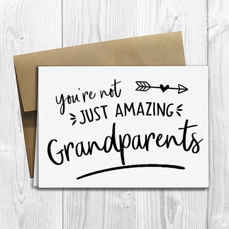 PRINTED You're not just amazing Grandparents, you're going to be Great Grandparents Pregnancy Announcement 5x7 Greeting Card Notecard image 1