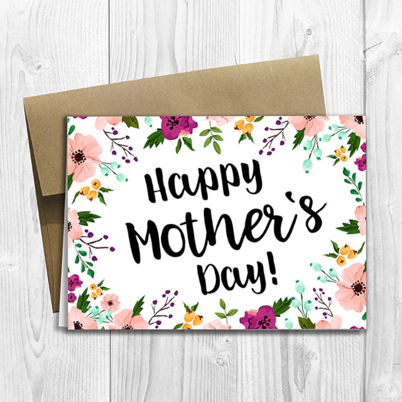 Floral Watercolor Happy Mother's Day 5x7 PRINTED | Etsy