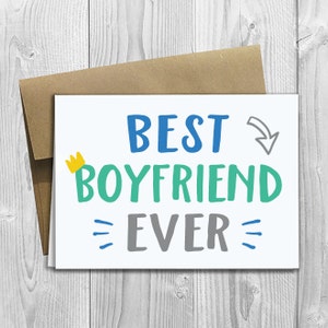 Best Boyfriend Ever - Simply Stated - Father's Day / Birthday / Any Occasion - Greeting Card - PRINTED 5x7 Notecard