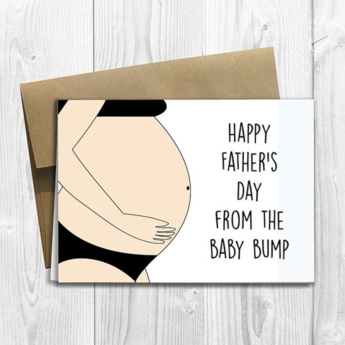 This greeting card is a great gift idea for your expecting dad. It comes with a loving message "Happy Father's Day from the Baby Bump".