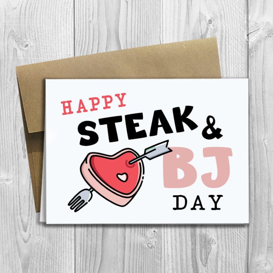 PRINTED Happy Steak & BJ Day 5x7 Greeting Card - Etsy