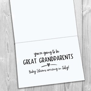 PRINTED You're not just amazing Grandparents, you're going to be Great Grandparents Pregnancy Announcement 5x7 Greeting Card Notecard image 3