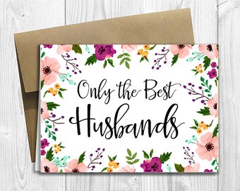 PRINTED CUSTOM Only the Best Husbands Get Promoted to Daddy Pregnancy Announcement 5x7 Greeting Card - Watercolor Flowers