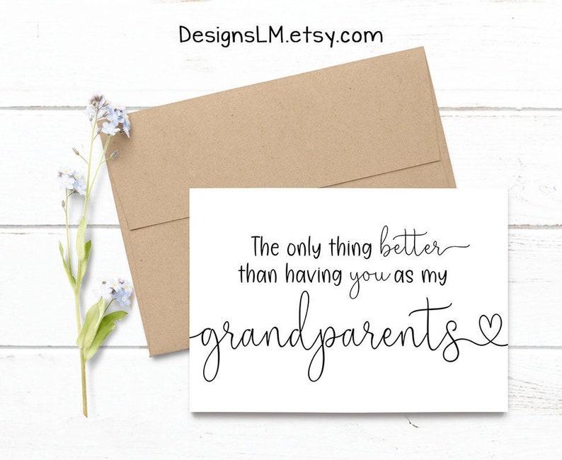 PRINTED The only thing better than having you as my grandparents is our baby having you for Great Grandparents Pregnancy 5x7 Card image 1