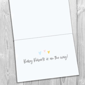 PRINTED Just a note to say Baby ___ is on the way Rainbow Sky Pregnancy Announcement 5x7 Greeting Card Expecting Notecard image 2