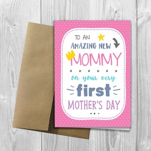 PRINTED To an amazing new Mommy on your very first Mother's Day -  5x7 Greeting Card