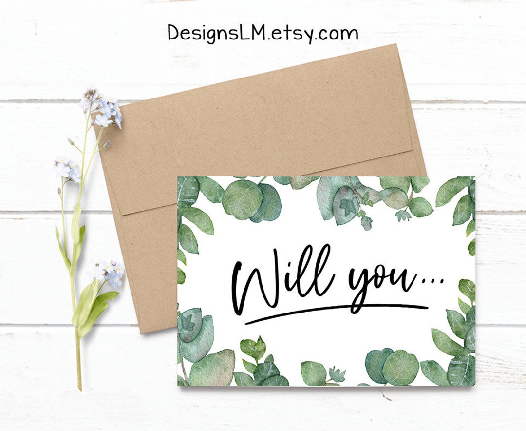Will You... Be My Godfather? - 5x7 PRINTED Greeting Card - Eucalyptus