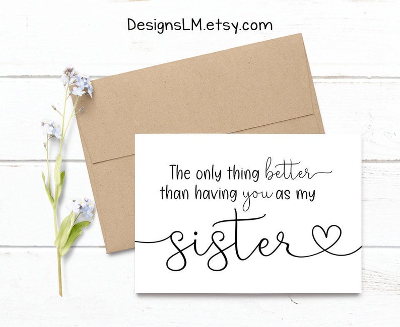 PRINTED The only thing better than having you as my sister is our baby having you for an Aunt Pregnancy Announcement 5x7 Greeting Card image 1