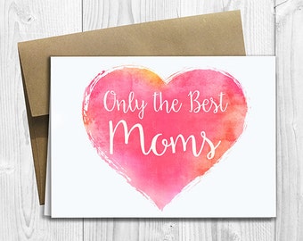 PRINTED CUSTOM Only the Best Moms Get Promoted to Grandma Pregnancy Announcement 5x7 Greeting Card - Cute Expecting Watercolor Heart