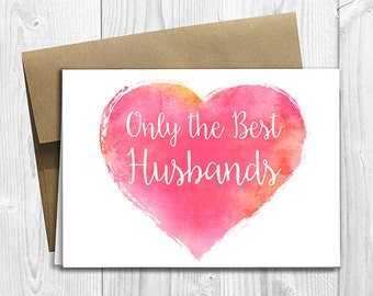 PRINTED CUSTOM Only the Best Husbands Get Promoted to Daddy Pregnancy Announcement 5x7 Greeting Card - Watercolor Heart