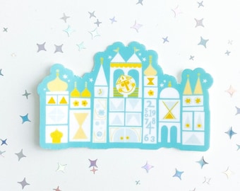 It's A Small World Sticker, Disney Decal, WDW Attraction Sticker, Disneyland Fantasyland, Disney Gift, planner laptop water bottle decal