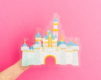 Disneyland Castle Transparent Sticker, Disney Decal, Sleeping Beauty Castle, Disney Parks Art,  journal planner laptop water bottle decal