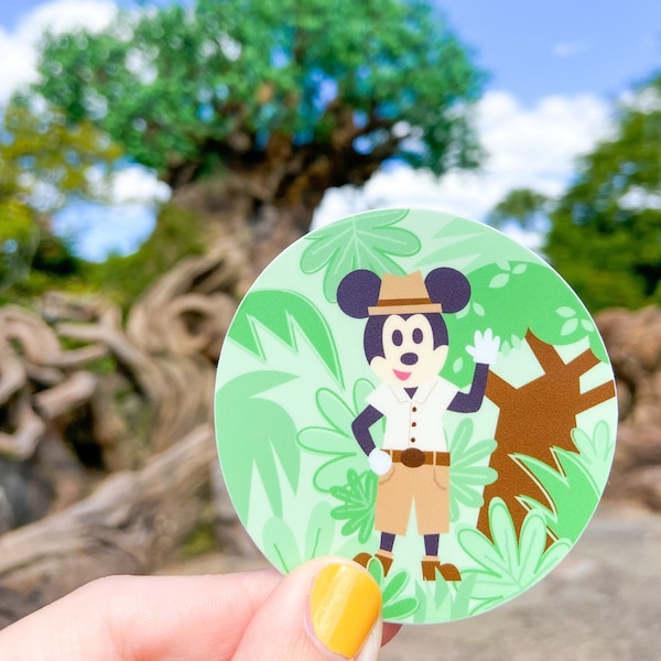Mickey Animal Kingdom Sticker, Disney Decal, Tree of Life WDW Sticker, Safari Mickey Mouse Walt Disney World, journal laptop water bottle