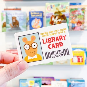 Arthur Library Card Sticker, PBS Illustration, Having Fun Isn't Hard When You've Got A Library Card, water bottle, laptop, journal, decal