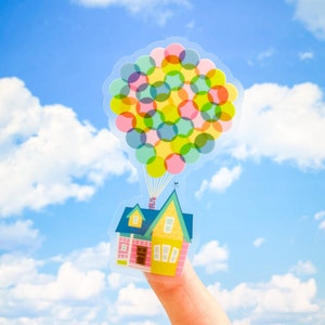UP House Transparent Sticker, disney pixar decal, balloons, laptop journal water bottle sticker