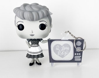 Retro Lucy TV Keychain, I Love Lucy, Black and White Classic TV Show, Lucy gift, The Ricardos, Cute Acrylic Keychain, Retro Charm