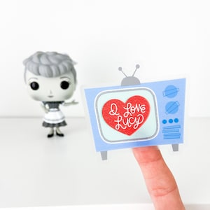 I Love Lucy TV Transparent Sticker, Retro Classic TV Color television show, I Love Lucy Gift, cute sticker, water bottle decal