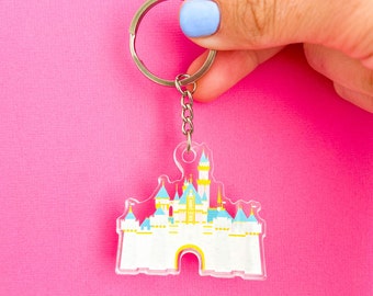 Disneyland Castle Keychain, Happiest Place On Earth Acrylic Keychain, Sleeping Beauty Castle Bag Charm, Disney Parks Fan Accessory