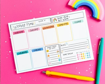 Weekly Planner Notepad // Colorful Happy Schedule // Week Schedule // Best Organization Gifts