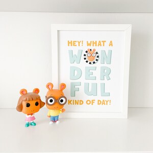 Arthur What A Wonderful Kind Of Day Art Print, Arthur PBS Illustration, Arthur Wall Decor