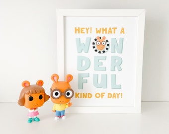 Arthur What A Wonderful Kind Of Day Art Print, Arthur PBS Illustration, Arthur Wall Decor
