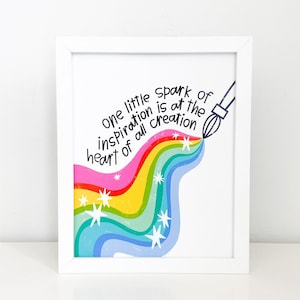 One Little Spark Art Print, Journey Into Imagination Illustration, Inspiration Quote, Colorful Lettering Wall Art, Disney Figment Attraction