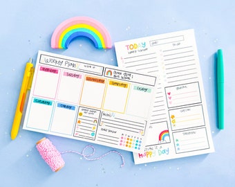 Planner Notepad Bundle // Colorful Happy Schedule // Daily and Weekly Schedule // Best Organization Gifts