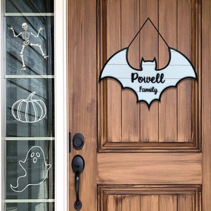 Halloween Bat Sign - Personalized Laser Cut Keepsake Engraved With Your Family Name