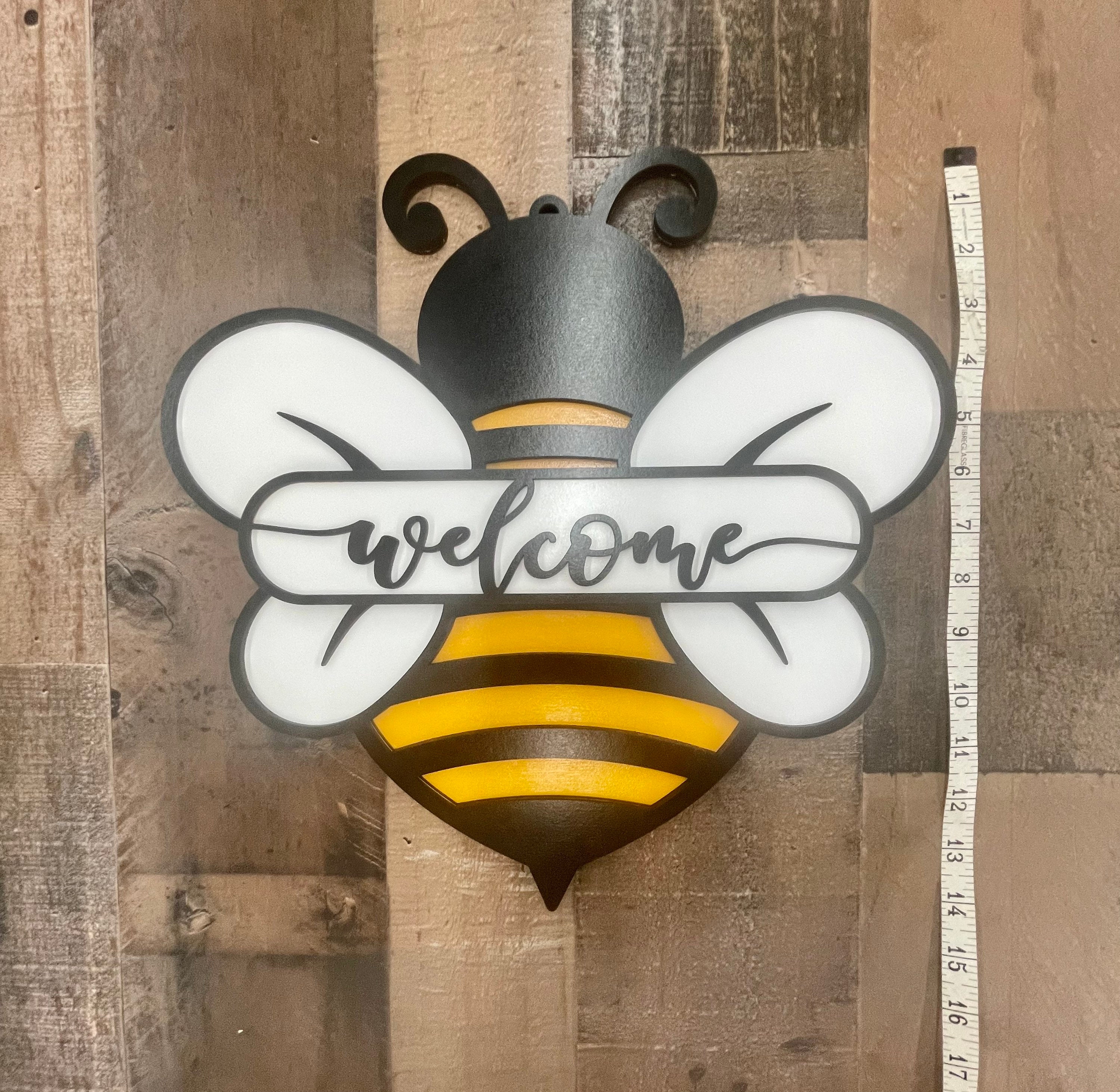 Bumble Bee Front Door Hanger, Hanging Sign, Bee Decor