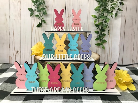 14x28 Personalized Easter Sign Personalized Bunny Peep Yard Sign Easter Bunny Family Easter Bunny Peeps Custom Easter Bunny Sign